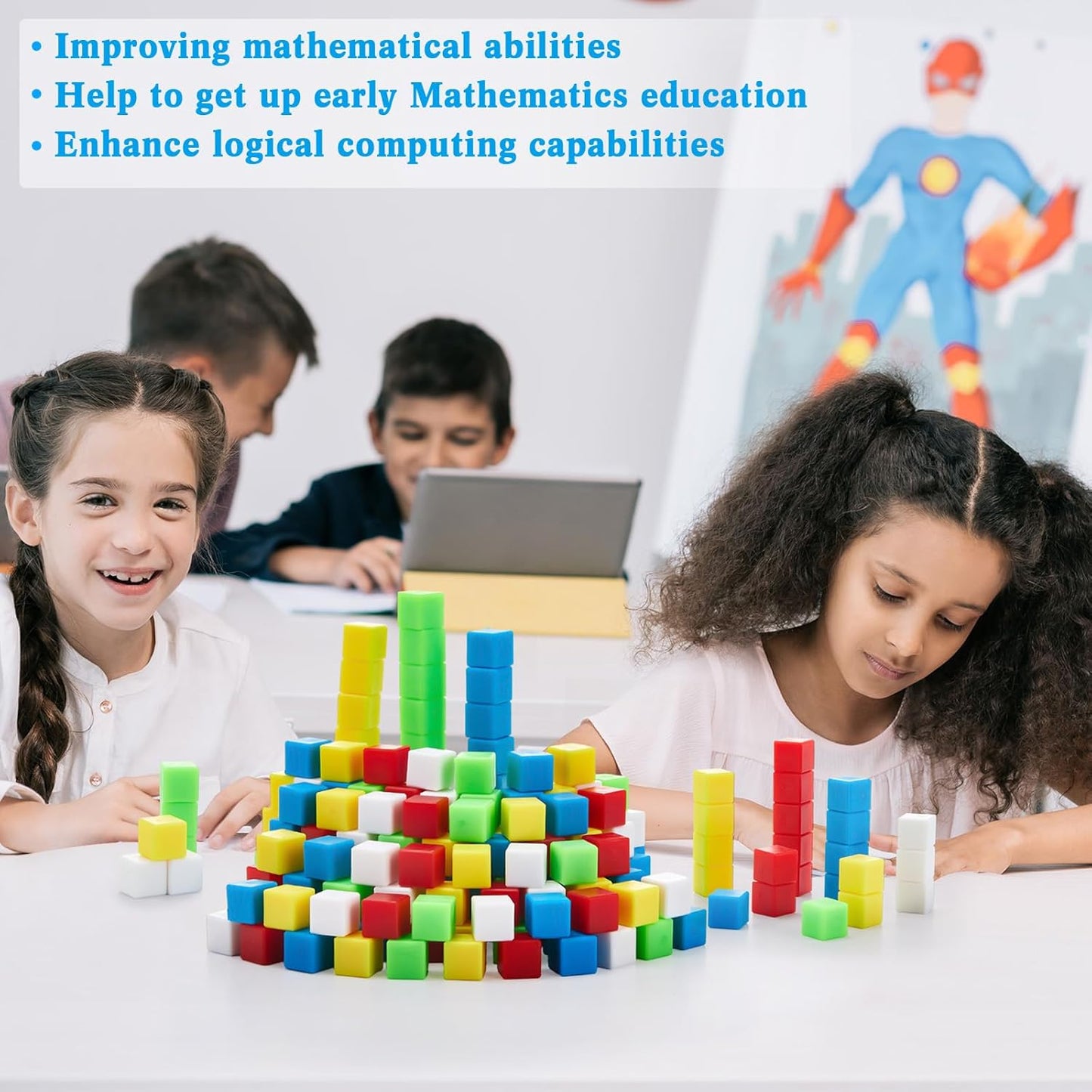 Wettarn 2000 Pieces Plastic Counting Cubes Small Centimeter Cubes for Classroom Preschool Teaching Classification Measurement Learning, 5 Colors