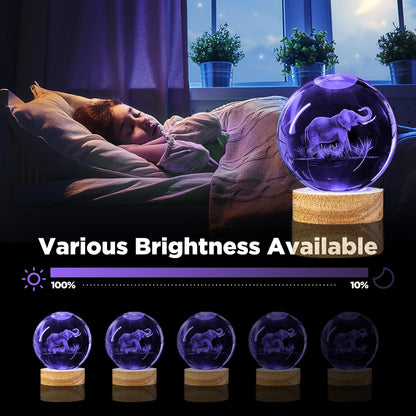 3D Solar System Crystal Ball Night Light with 16 Color Wooden LED Base Upgraded 3.15 In Galaxy Planets Ball Lamp with Remote for Birthday Christmas, Astronomy Space Gifts for Boys Girls Kids