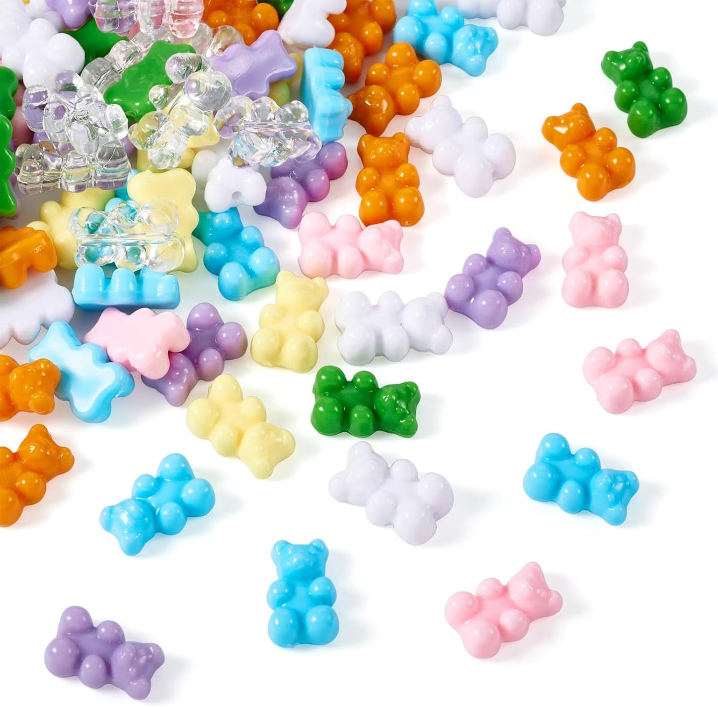Kissitty 100Pcs Clear Acrylic Bear Beads Cute Bears Loose Beads Bulk Transparent Gummy Bear Spacer Bead Counting Bears for Bracelet Adults Necklace Earring Crafts Bag Key Chain DIY Jewelry Making