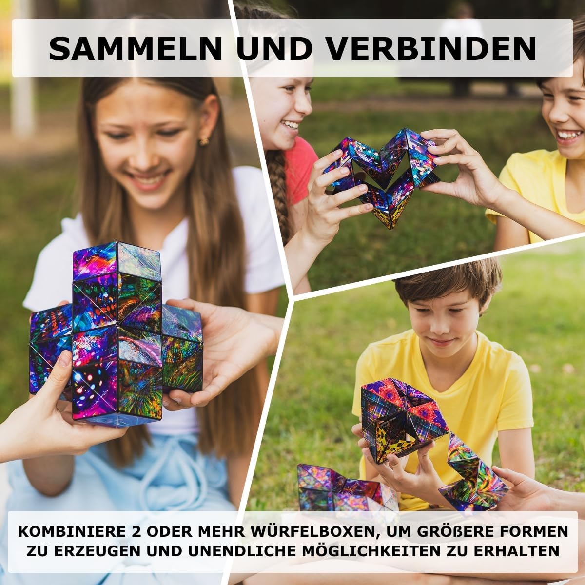 Shashibo Shape Shifting Box - Award-Winning STEM Fidget Toy with Ultra Strong Magnets - Puzzle Cube Transforms Into 100+ Shapes, Perfect Sensory Gift for Kids, Teens, and Adults (Glowquarium)
