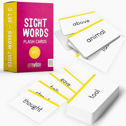 merka Sight Word Flash Cards - 150 Cards, Set B - Fry Sight Words & Vocabulary Flashcards for 1st Grade Reading