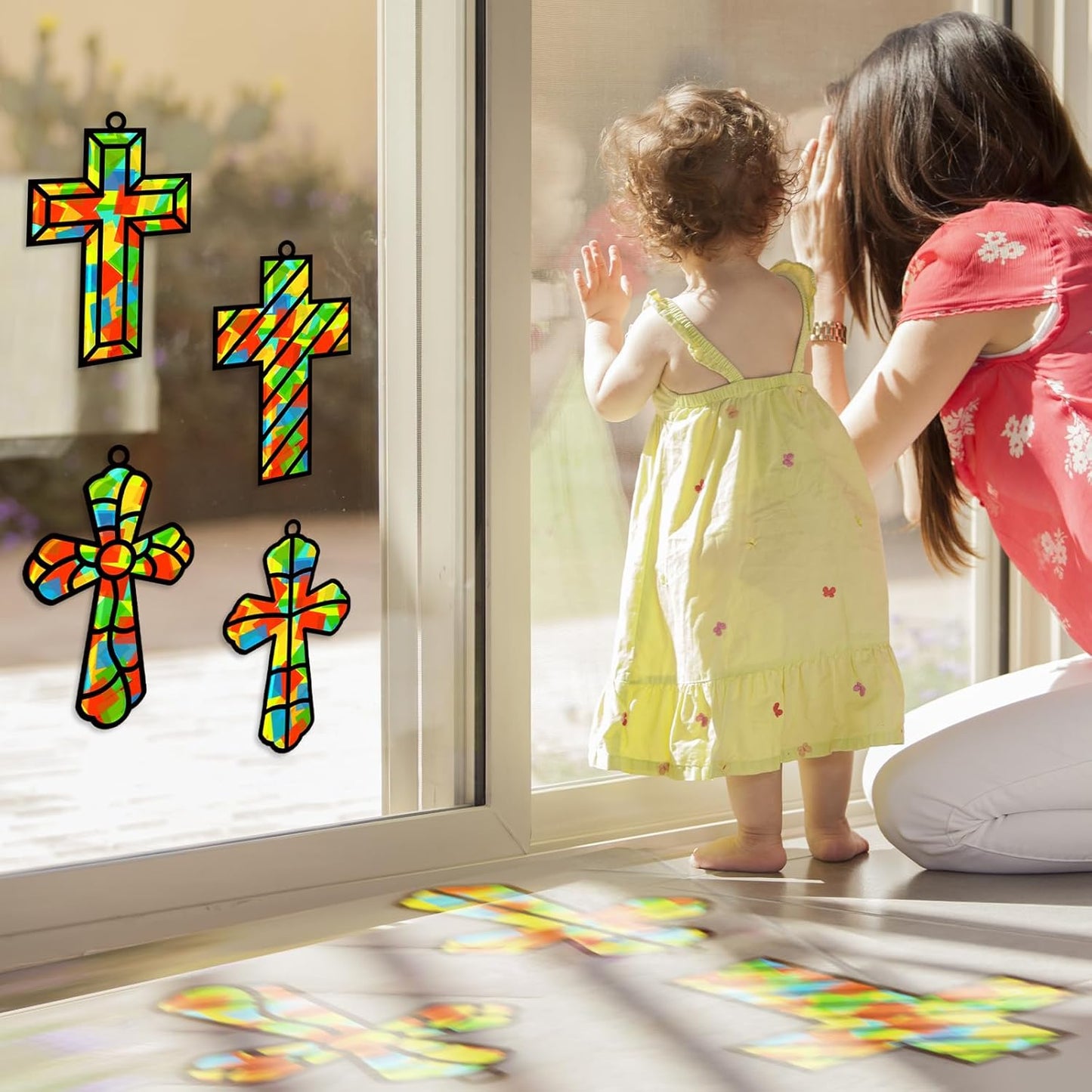 Lonfliness 32 Sets Solar System Suncatchers Crafts Kit DIY Outer Space Window Stained Glass Effect Paper Planet Home School Classroom Decoration Art Craft Creative Activity Project Gift Favor