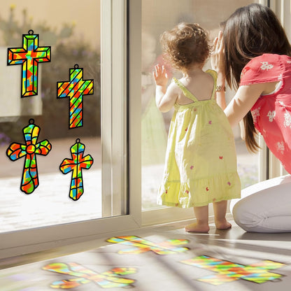 Lonfliness 32 Sets Solar System Suncatchers Crafts Kit DIY Outer Space Window Stained Glass Effect Paper Planet Home School Classroom Decoration Art Craft Creative Activity Project Gift Favor
