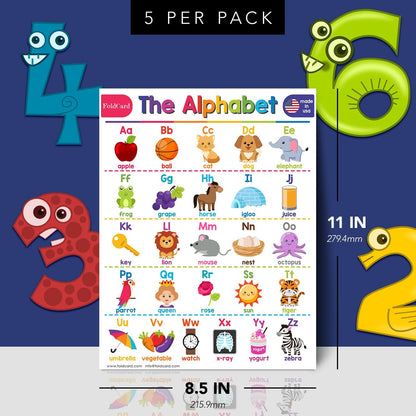 Multiplication Chart Math Table Poster – Double-Sided Educational Visual/Learning Aid Poster, Bright and Colorful | Glossy Durable Cardstock | 8.5 x 11" | 5 per Pack