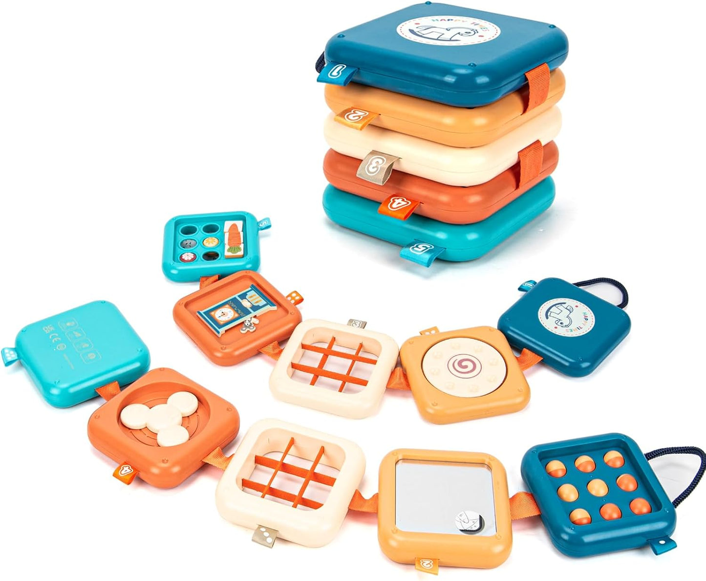 edusense Montessori Busy Board for Toddlers 1-3, Ultra-Light Travel Toys for Airplane & Car, BPA-Free, No Batteries, Easy-Clean Sensory Board, Fine Motor Skills Gift for 1 2 3 Year Old Boys Girls