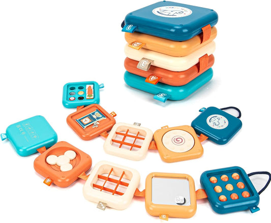 edusense Montessori Busy Board for Toddlers 1-3, Ultra-Light Travel Toys for Airplane & Car, BPA-Free, No Batteries, Easy-Clean Sensory Board, Fine Motor Skills Gift for 1 2 3 Year Old Boys Girls