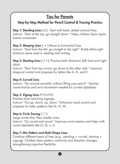 Pencil Control and Writing Practice Book for Special Kids - Helps Kids take first step in writing journey - Sleeping, Standing, Zig Zag Lines, Alphabets, Numbers and Tracing Practice
