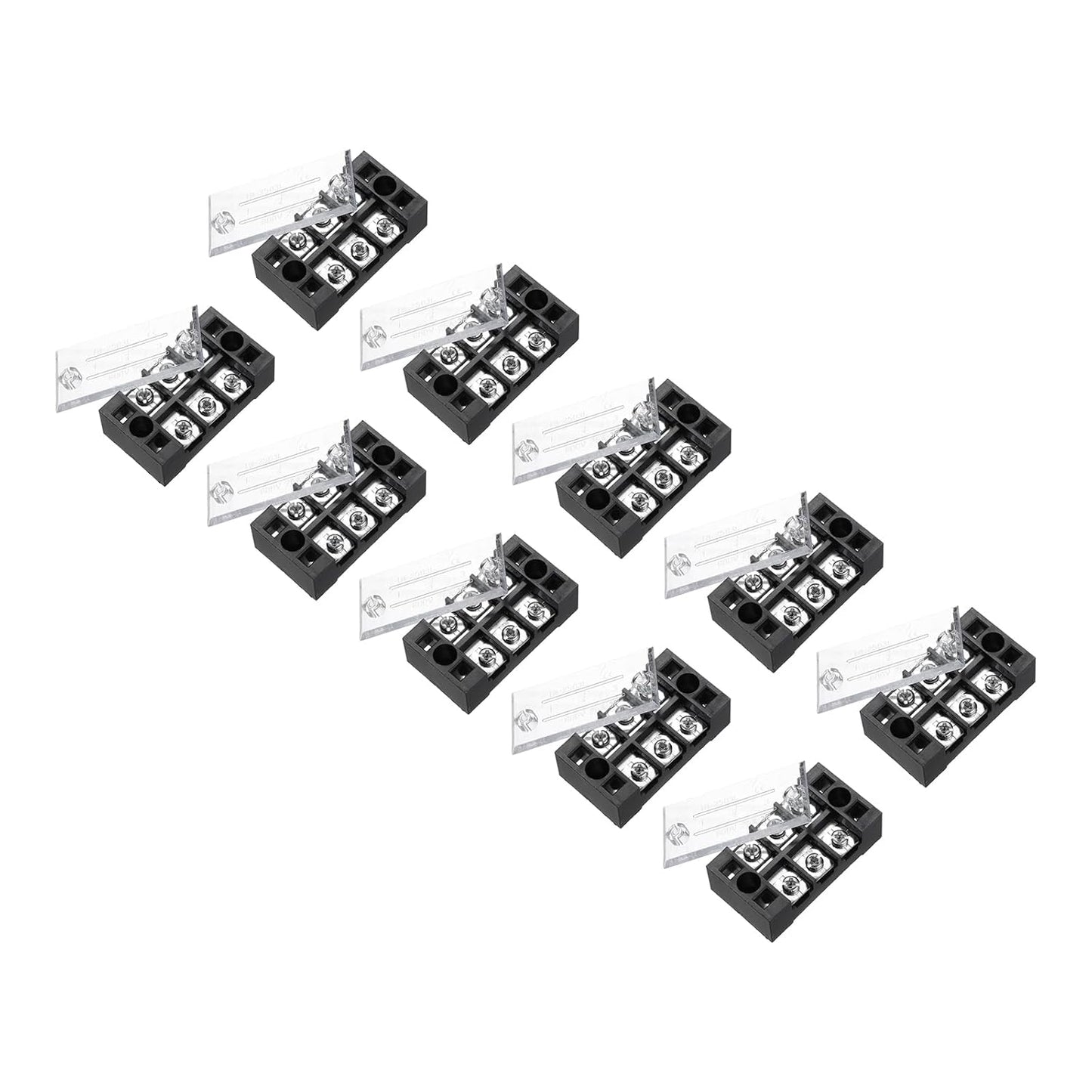 uxcell 10 Pcs Barrier Terminal Strip Block 600V 25A Dual Rows 8 Positions Rail Base Screw Connector(The Shell is Made of Flame Retardant and Heat Resistant Material)