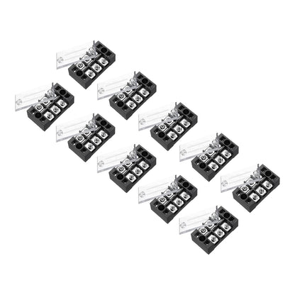 uxcell 10 Pcs Barrier Terminal Strip Block 600V 25A Dual Rows 8 Positions Rail Base Screw Connector(The Shell is Made of Flame Retardant and Heat Resistant Material)
