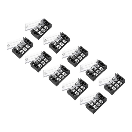 uxcell 10 Pcs Barrier Terminal Strip Block 600V 25A Dual Rows 8 Positions Rail Base Screw Connector(The Shell is Made of Flame Retardant and Heat Resistant Material)