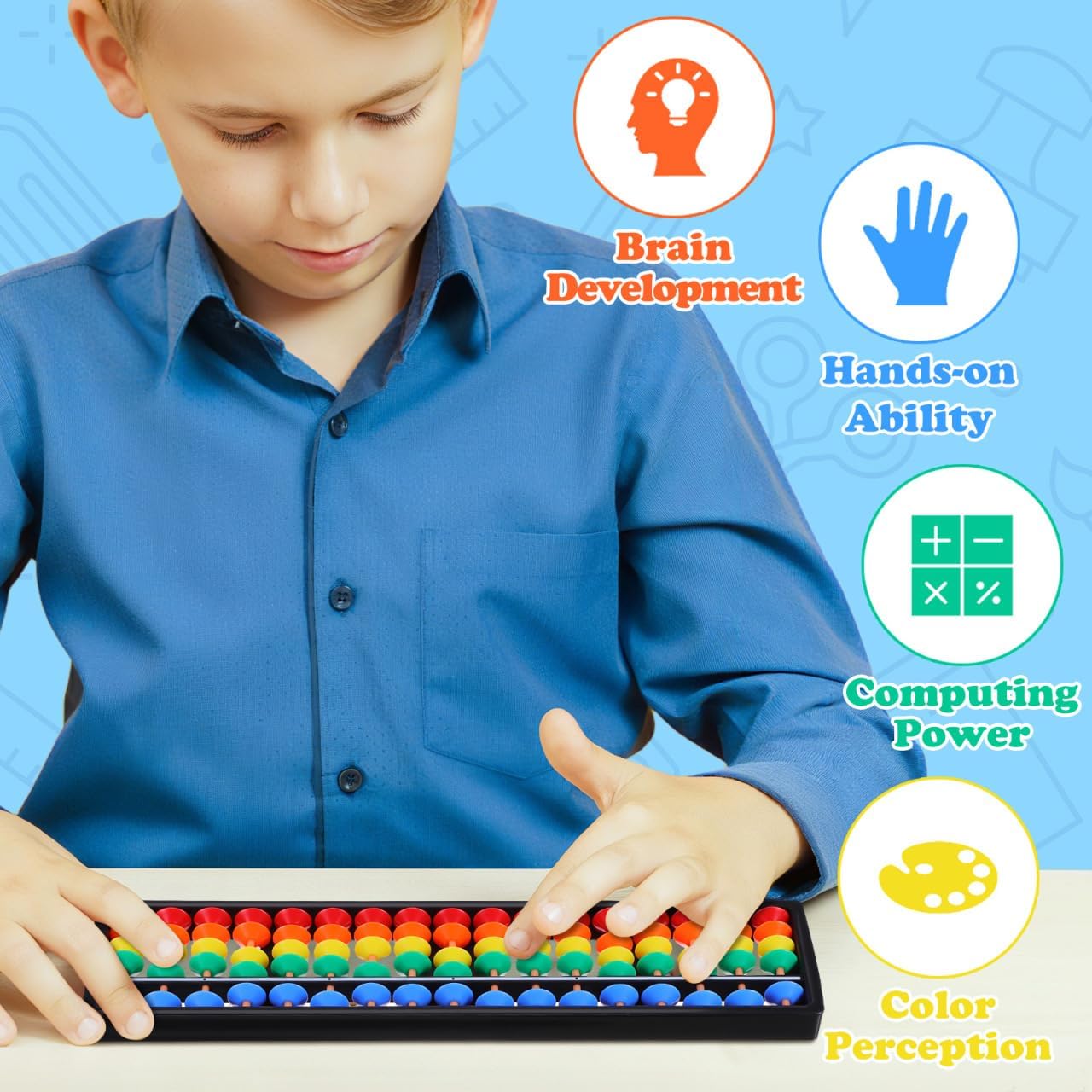Toddmomy Abacus Soroban for Kids, Plastic Abacus Beads Chinese Calculator 17 Digits Math Learning Educational Counting Tool for Kids Adults