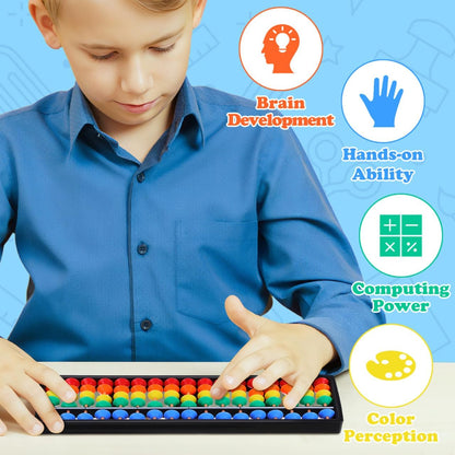 Alipis Arithmetic Abacus Math Counting Toy 17 Digits Rods with Colorful Beads, Chinese Abacus Mathematics Learning Aid Tool