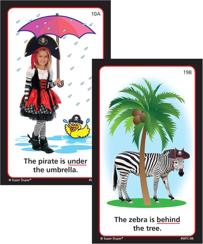 Super Duper Publications | Pirates & Pals Preposition Fun Deck Flash Cards | Educational Learning Resource for Children
