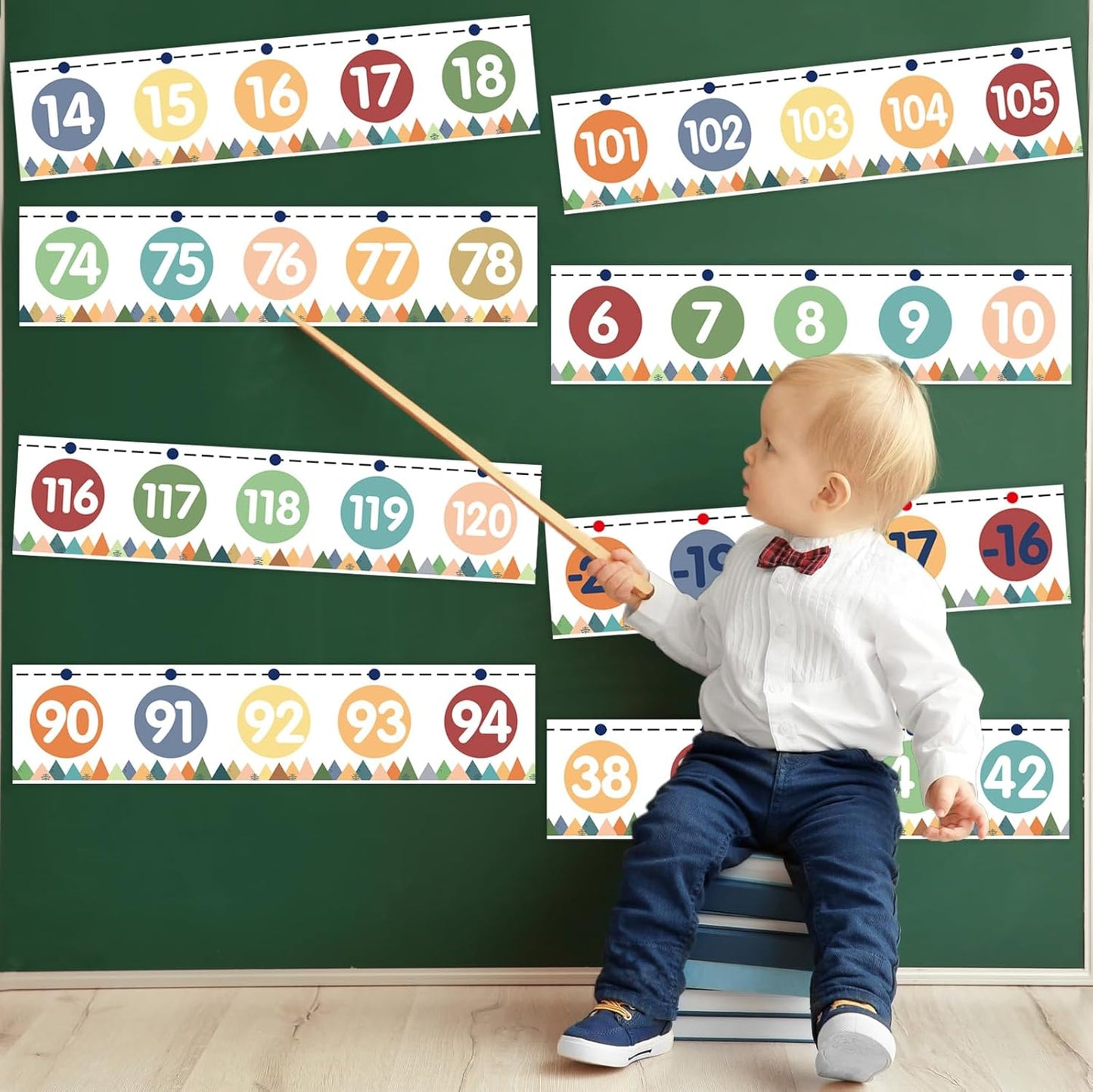 WorldBazaar Number Line Bulletin Board Border -20 to 120 Straight Border Trim for Classroom Wall Decorations Math Class Moving Mountains Decor Roll