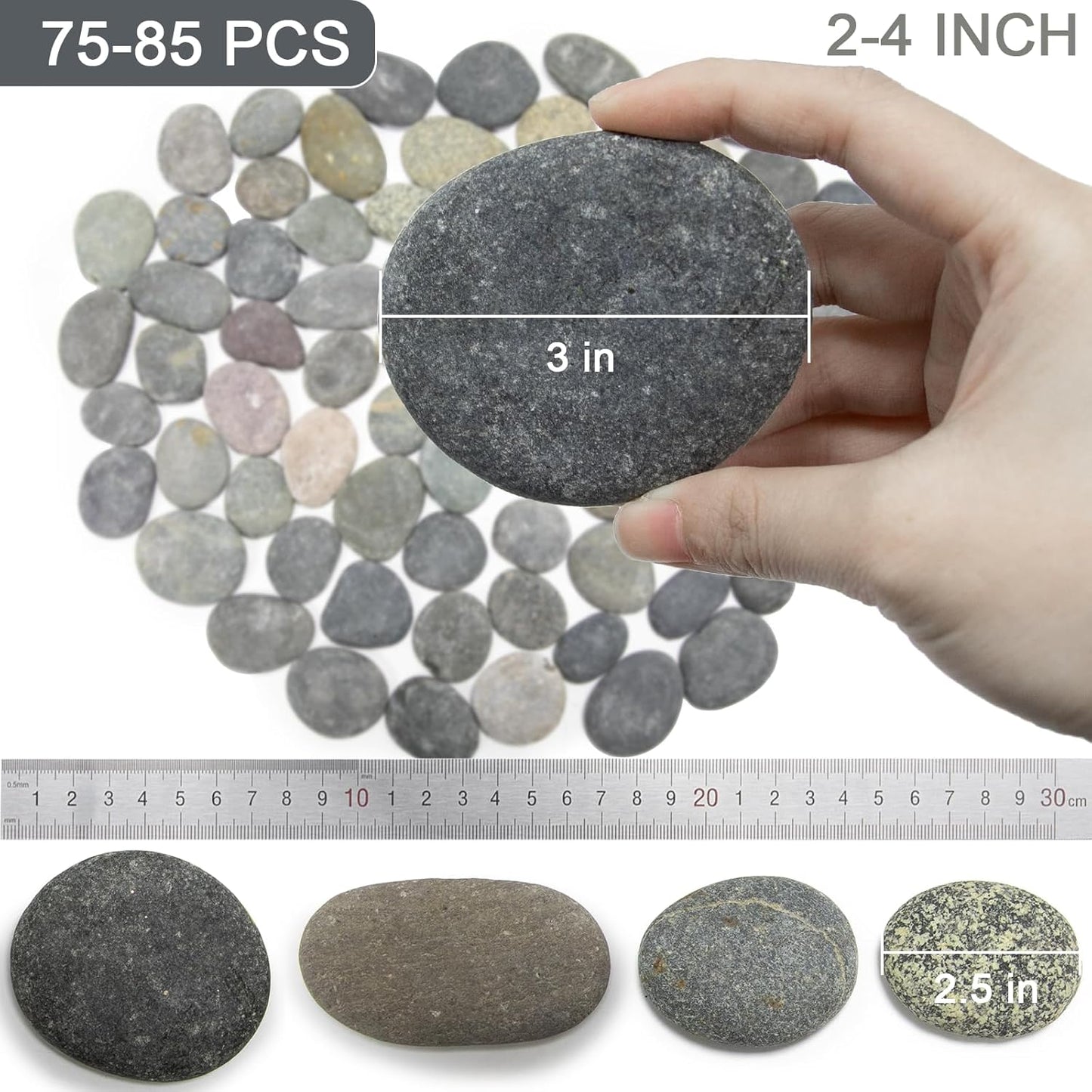 Markdang Rocks for Painting 18 Pounds (Only 70-85pcs) 2-4” River Rock for Paint Natural Flat & Smooth Stones for Painting for Kids & Adult Craft Father's Day Gift
