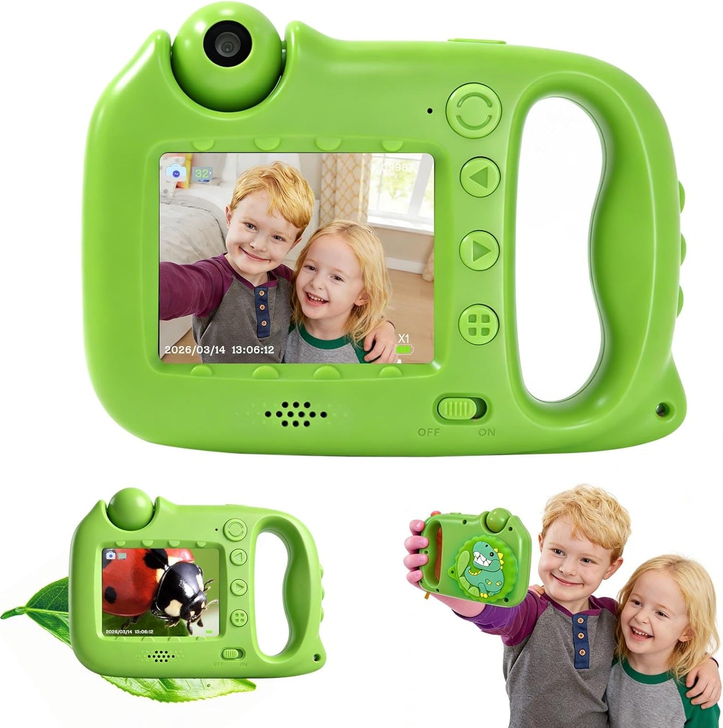 2 in 1 Kids Microscope & Camera, 1080p Hd Autofocus Digital Microscope, 48mp 1000x Magnification Handheld, Stem Educational Toy with 32gb Sd Card, Birthday for 3-12 Boys Girls (Yellow)