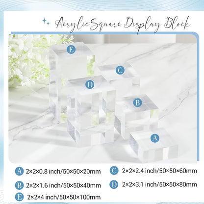 Marsui 10 Pcs Acrylic Cubes for Display Product Photography Props Transparent Acrylic Block Set for Boutique Jewelry Cosmetic Crafts Closet Show(Square, 10 Sizes)