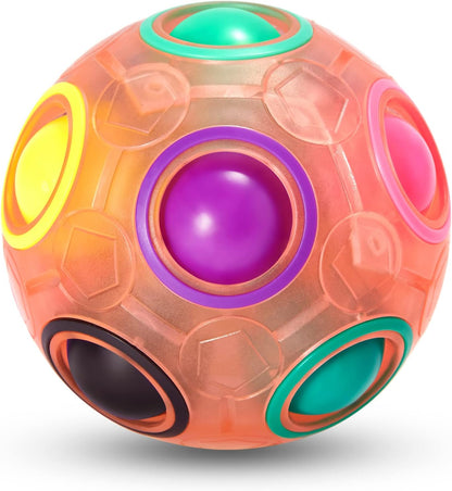 Vdealen Magic Rainbow Puzzle Ball, Fidget Ball Puzzle Brain Teaser Fidget Toy for Boys & Girls- Birthday Party Easter Valentines Christmas Stocking Stuffers for Kids Teen & Adults(Off White)