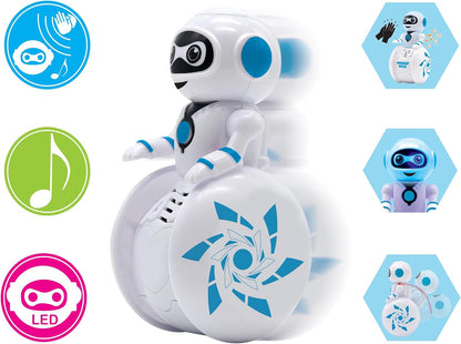 LEXiBOOK Powerman Max - Remote Control Walking Talking Toy Robot STEM Programmable Dances Sings Telling 10,000 Stories 300+ Learning Quiz Shooting Discs and Voice Repeat for Kids 4+ - ROB80EN, White