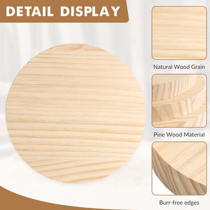 4PACK 4 inch Round Wooden Plaque, 3/4 Inch Thick Unfinished Wooden Circle Plaque, Natural Pine Wood Base for Craft Projects, Sign, Painting, Woodcarving, Engraving