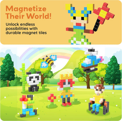 PicassoTiles 60pc Magnetic Puzzle Cube Building Set 1 Inch 3D Blocks STEM Construction Toy for Toddlers Kids Boys Girls Age 3+ Montessori Learning Travel Sensory Gift with Educational Idea Book PMC60