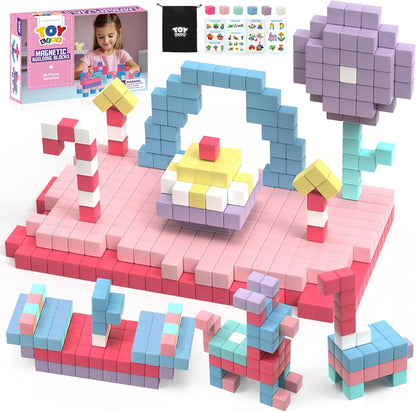 64PCS Magnetic Blocks, Magnetic Building Blocks for Kids Ages 3 4 5 6 Year Old, Magnet Cubes, Autism Montessori Toys, Preschool STEM Educational Sensory Magnet Toys Gifts for Kids 3-5 4-8