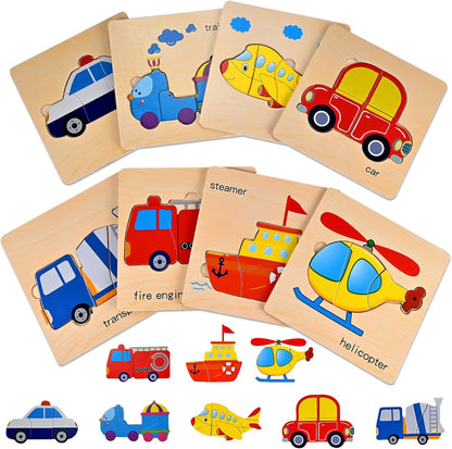 8pcs Wooden Puzzles for Toddlers 1-3, Toddler Puzzles Ages 2-4, Montessori Toys for 1-3+ Years Girl Boy, Sea Animal Puzzle for Kids, Jigsaw Puzzle Educational Toys Preschool for 1-4
