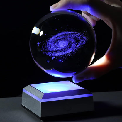3d Solar System Model Crystal Ball 80mm 3.15inch - Outer Space Astronomy Gifts Room Decor Crystal Sphere Unique Gifts For Men Him Best Birthday Dad Physics Science Teacher Night Light Planet Lamp