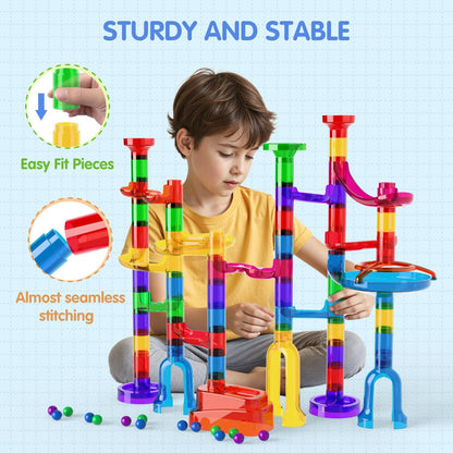 Ifollower Marble Run, 150Pcs Mable Track Race Toys for Kid, Upgrade Marble Maze Game Building Blocks STEM Learning Toy, Birthday for Boys Girls Aged 3-12