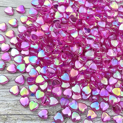 400 PCS Acrylic Heart Shape Beads AB Colors Heart Pony Spacer Beads for Jewelry Making DIY Bracelet Earring Necklace Key Chains(Deep Pink)