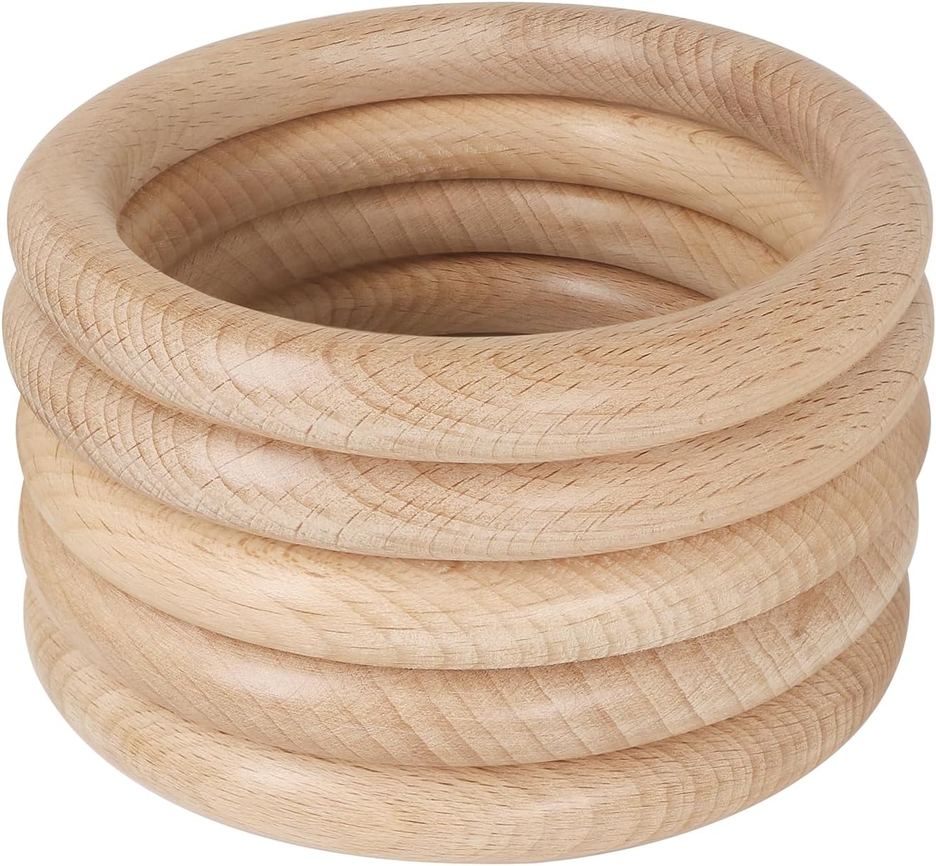 FoDau770 5pcs Natural Beech Wooden Rings, Unfinished Solid Wood Rings Heavy Duty Wood Circles, Macrame Craft Circles for Party, Home Decor & DIY Making - Outer Diameter: 3 Inch