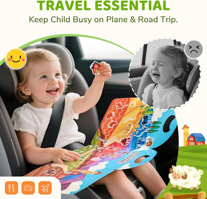 GAMENOTE Magnetic Number Tracing Board, 2 in 1 Double Sided Numbers 1-20 Writing Board for Toddlers & Kids + JoyCat Reusable Sticker Book - Jelly Animal Stickers for Toddlers