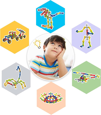 Caferria Kids Building Kit STEM Toys, 110 Pcs Educational Construction Engineering Building Blocks DIY Learning Set for Ages 3-10 Year Old Boys Girls, Best Gift for Children Creative Games Fun Play