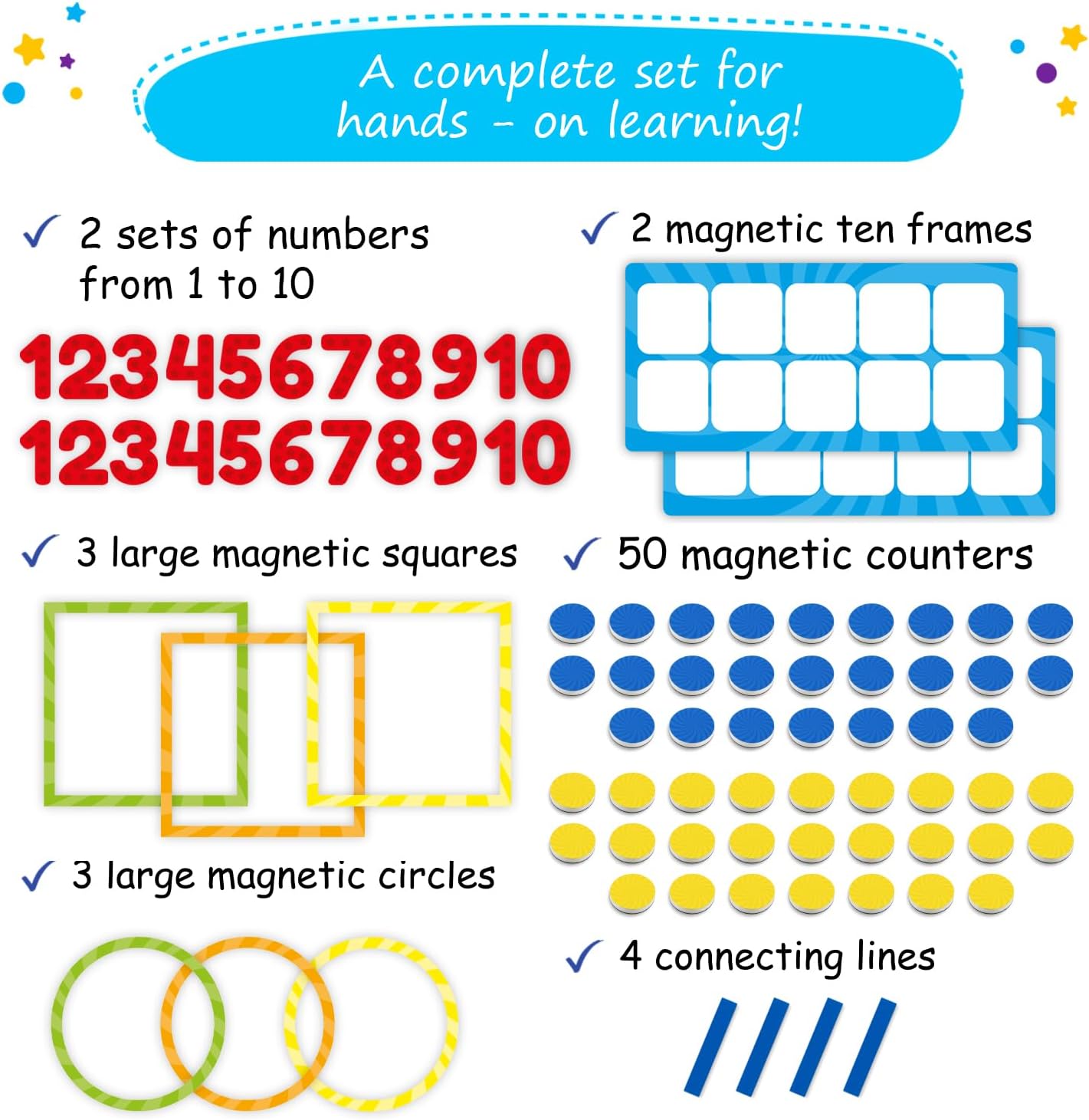 84 PCS Magnetic Number Bonds & Magnetic Ten Frames Set - Jumbo 10 Frames for Classroom, Numbers for Whiteboard, Math Counters Math Manipulatives, Classroom Must Haves - Simply Magic