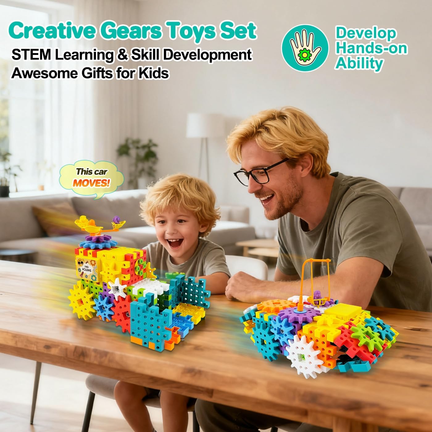 248PCS STEM Building Toys, Electric Gear Building Blocks Toys Set with Drill, Montessori Toddler Screw Toy, Kids Tool Set Construction Toy for Boys Girls Ages 4-8
