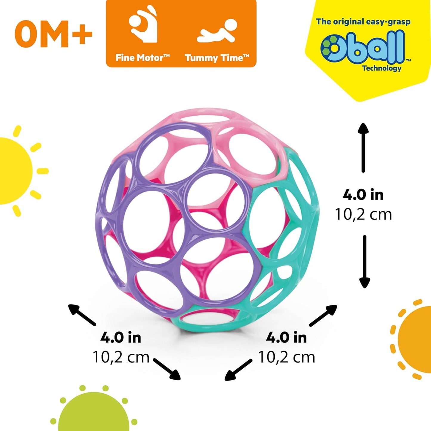 Bright Starts Oball Musical Toy, Jingle & Shake Pal, BPA-Free Easy-Grasp Baby Rattle Toy, Ages Newborn+