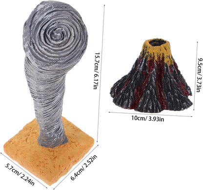 KOMBIUDA 2Pcs Volcano Tornado Science Sand Table Decoration Realistic Natural Disaster Models Stem Educational for Classroom Home Exploration