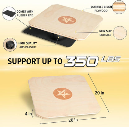 Yes4All 350LBS Professional Wooden Balance Board for Leg Workout, Anti-Slip Rocker Board, Wobble Board for Standing Desk