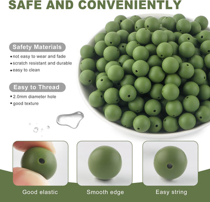 65Pcs 19mm Silicone Beads for Keychain Making Bracelet Necklace, Bulk Round Silicone Beads for Pens（Christmas Green） - Colors B