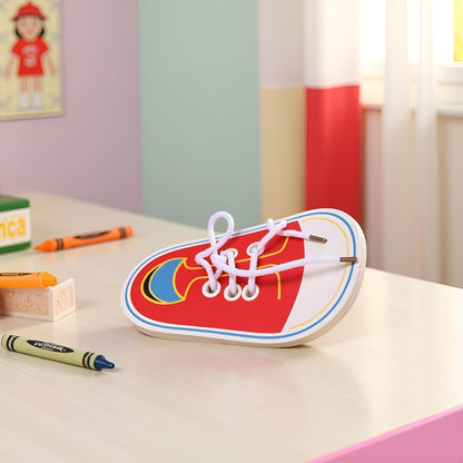 Shoe Tying Practice, Wooden Learn to Tie Your Own Shoes Threading Lacing Shoes Training Early Learning Kits | Threading Lacing Training Board Early Learning, Decorative Accessories