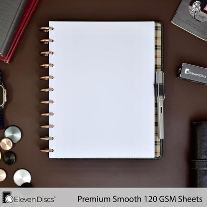 Eleven Discs Discbound Paper, Junior Size Mileage Log Sheets - Premium 120gsm Heavyweight Notebook & Planner Refills - 8 Discs, 5.5 x 8.5 in - Punched for Circa, Arc, TUL (50 Sheets)