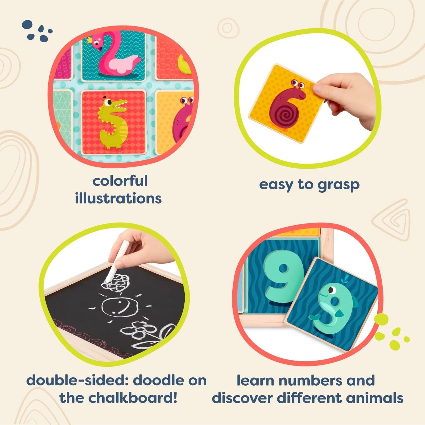 B. toys - Magnetic Alphabetic - Double-Sided Puzzle & Chalkboard - 26 Magnetic Letter-Pieces - 2-in-1 Puzzle for Kids - 3 Years +