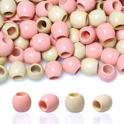120 11x12mm White Wooden Beads with 5mm Large Hole Barrel Wood Spacer Loose Beads for Handmade Crafts Making