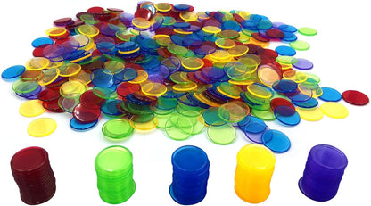 Yuanhe 500 Pieces 3/4 Inch Transparent Counting Chips for Bingo Game, Party, Classroom, Game Night - Mixed Color