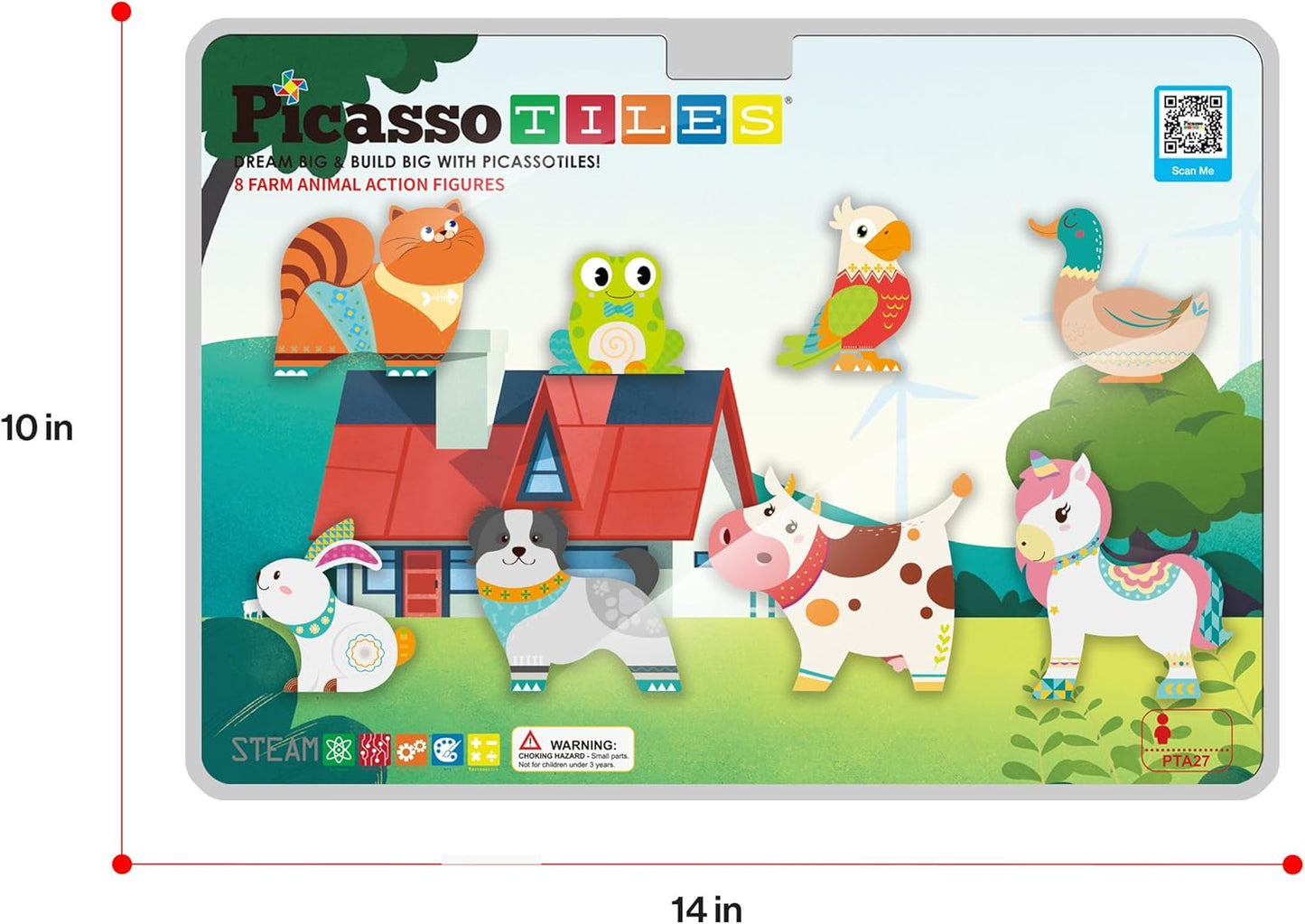 PicassoTiles Magnetic Tile Building Blocks Add On 8 Magnetized Action Figures Construction Vehicles & Zoo Animal Theme Compatible with Magnet Tiles Sets STEM Learning Toy for Boys & Girls Age 3+ PTA21