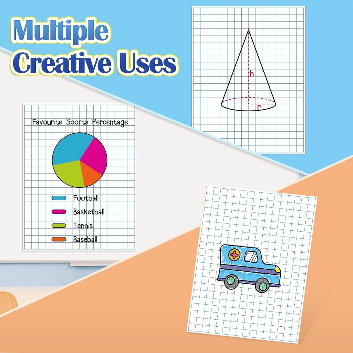 Aizweb Giant Magnetic Lined Notebook Paper,2 Dry Erase Sheets,Total Area 17" x 21.5",Handwriting Practice for Classroom Whiteboard,Chart Paper Teacher Must Have Homeschool Teaching Supplies