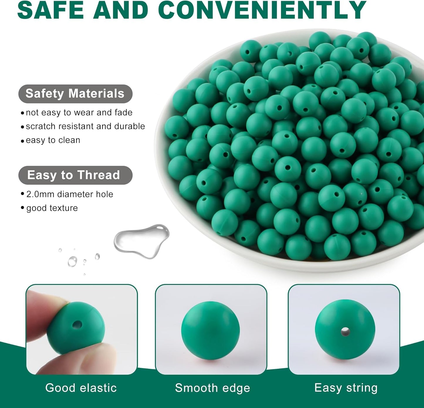 65Pcs 19mm Silicone Beads for Keychain Making Bracelet Necklace, Bulk Round Silicone Beads for Pens（Christmas Green） - Colors B