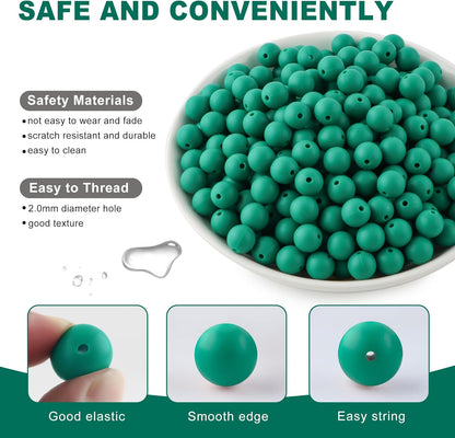 65Pcs 19mm Silicone Beads for Keychain Making Bracelet Necklace, Bulk Round Silicone Beads for Pens（Christmas Green） - Colors B