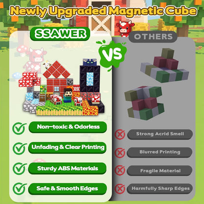 Magnetic Blocks Toys for Kids, 100 PCS Building Blocks Cubes, Stacking Magnetic Tiles Toys for Kids Toddlers Boys Girls Ages 3 4 5 6 7 8-12 Birthday Gifts Party Supplies (Underworld)
