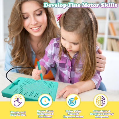 2 in 1 Double-Sided Magnetic Drawing Board for Kids, Magnetic Color Number Maze, Fine Motor Skills Toys, Road Trip Car Activities for Boys Girls 3 4 5 Years Old